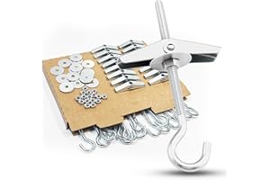 TNDCKP Hook Toggle Heavy Duty 1/5 Inch Toggle Bolts Set - 16 Packs Swag Hooks for Hanging Plants, Ceiling Anchor Hooks & Drywall Ceiling Hook Bolts Kit with Screws, Wing Nuts & Washers