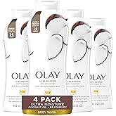 Olay Body Wash for Women, Ultra Moisture, 24hr Moisturizing, Hydrating & Refreshing, B3 Vitamin Complex, Free of Parabens & Phthalates, For All Skin Types, Coconut Oil Scent, 22 fl oz (Pack of 4)