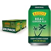 Reed's Real Ginger Ale, Pack of 24 (12 fl. oz. Can each) | Made with Pressed Organic Ginger &amp; Cane Sugar, Natural Ingredients, Caffeine-Free, No Artificial Colors or Preservatives