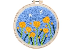 ZuoAnLF Punch Needle Kits for Adults Beginner, Punch Needle Tool with Punch Needle Fabric Hoops Yarns and Sewing Needles, Gifts & Home Wall Decor, 8inch