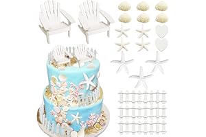 KEEPARTY Beach Cake Topper Wedding Cake Topper Wooden Adirondack Miniature Beach Chair Mini Doll Furniture Top Decoration for Dollhouse Wedding Anniversary Beach Theme Cake Decoration (Design B)