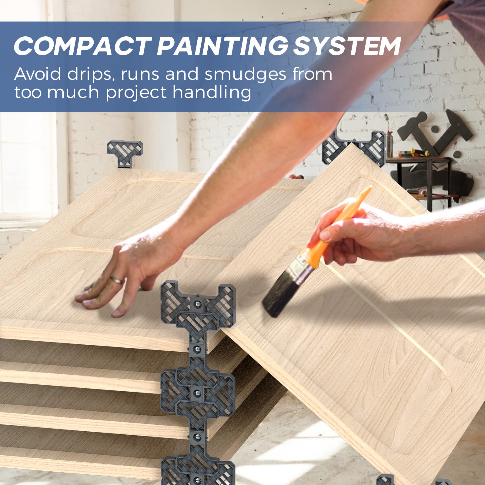 Saker Paint Racks, New Magic Racks, Door Painting Drying Rack for Cabinet Doors, Paint Interior or Exterior Doors Trim & Kitchen Cabinet Doors for Stacking System (Pack of 8)