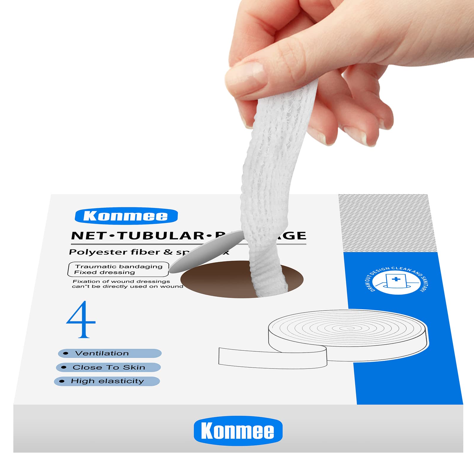 Photo 1 of Konmee Tubular Bandage Elastic Net Wound Dressing Elastic Dressing Retainer Tubular Stretch Elastic Gauze Bandage, Size 4 for Palm, Wrist and Forearm