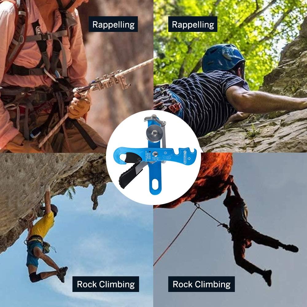 NewDoar Climbing Stop Descender Rappelling Belay for Ropes 9-12mm The Novices for Rescue & Arborist CE Certification(Blue) : Sports & Outdoors