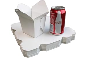 HAWKIE BUSINESS 50 pack 16oz chinese white take out paper box,Noodle Take Out Food collapsible Container