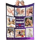 Croilujo Gifts for Grandma Blanket from Grandkids Personalized Mothers Day Best Grandma Blanket Custom Blankets with Photos Customized Picture Throw Christmas Mothers Day Birthday Gifts