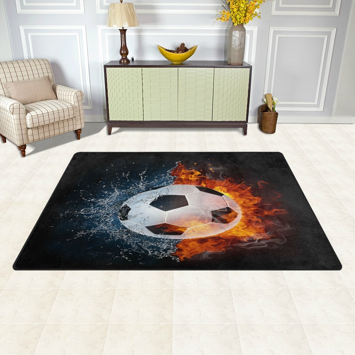 Use7 - Alfombra Antideslizante de balón de fútbol en Zona de Fuego ...