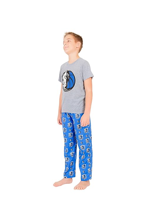 Ultra Game NBA Official Youth 2 Piece T-Shirt & Lounge Pants Pajama Set, Dallas Mavericks, Boys Sizes, 18-20