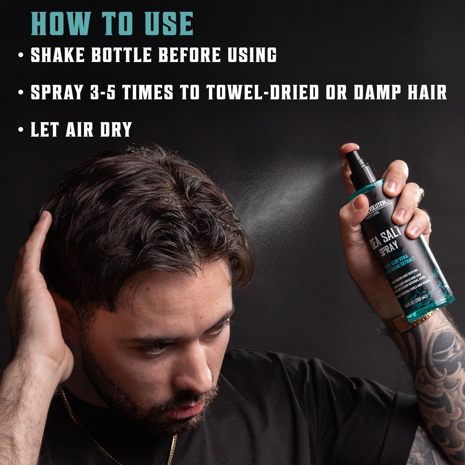 Viking Revolution Sea Salt Spray for Hair Men - Hair Texturizing Spray with Kelp, Aloe Vera and Red Algae Extract - Surf Spray to Add Volume and Texture Sea Salt Spray for Men Beach Hair Spray - 8.8oz