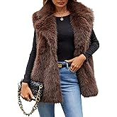 Kissonic Women's Faux Fur Vest Sleeveless Fuzzy Jacket Fluffy Coat Open Front Furry Outerwear Vests