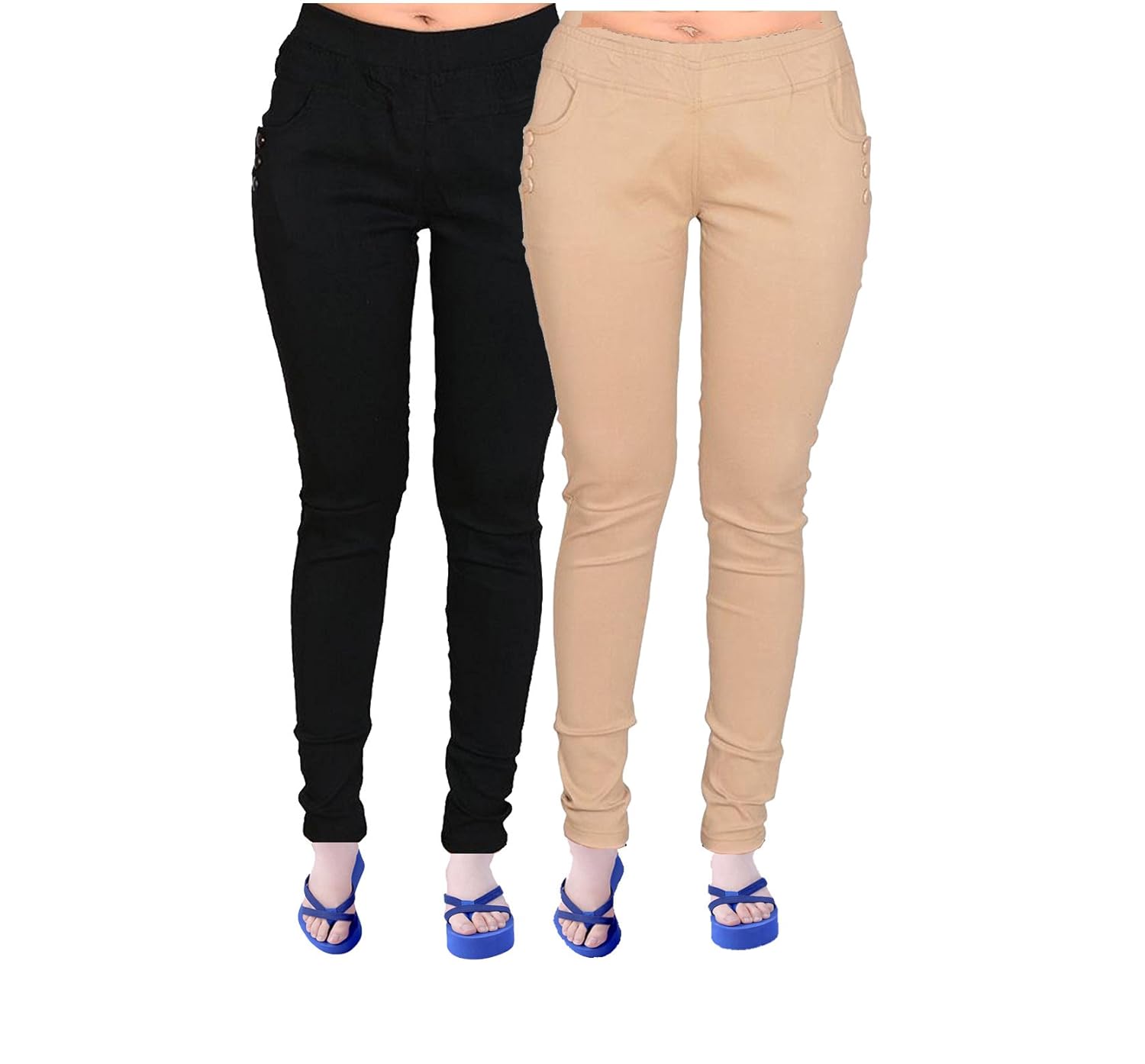 smile track fashionable cotton and stretchable slim fit jeggings for women (pack of 2)