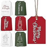 auroray Personalizing Christmas Gift Tags, 96 Pack Thick Cardstock Labels with 66ft String Attached - Christmas Name Tags Stickers Labels for Holiday Presents Gift, 2 x 3 Inch - 6 Designs