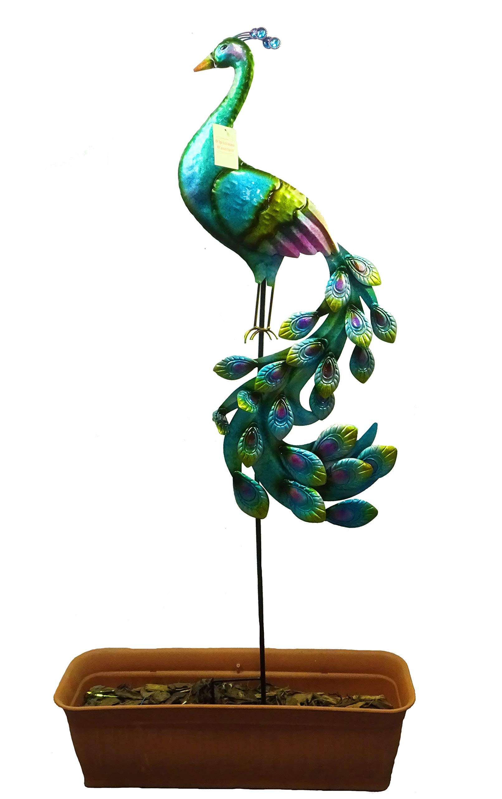 Christmas Concepts® 120cm (3.9ft) Metal Peacock Decorative Garden Stake Sculpture - Indoor/Outdoor Garden Decorations