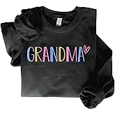 GODMERCH Embroidered Grandma Sweatshirt, Gifts Birthday Mothers Day for Grandma, Embroidery Crewneck Sweatshirts for Women