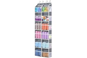 Univivi Over Door Hanging Yarn Storage Organizer, 6 Tiers Hanging Yarn Knitting Organizer with 12 Mesh Side Pockets for Crochet Accessories, Knitting Needles and Yarn Balls