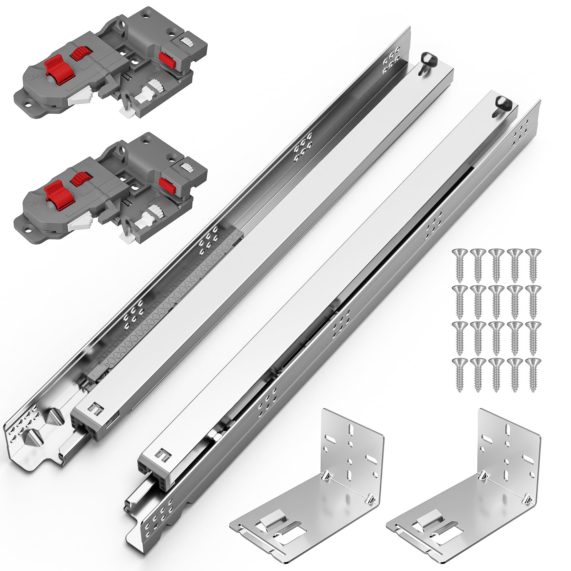 Photo 1 of Chibery 12 15 18 21 Inch Undermount Soft Close Drawer Slides, Full Extension 3D Locking Device, Rear Mount Brackets, Concealed Bottom Mount Rails for face Frame Cabinet, 100 LB?21 inch, 6 Pair?