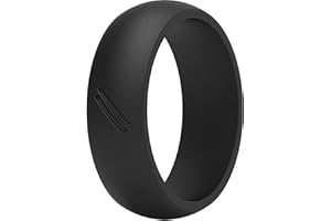 ThunderFit Silicone Wedding Ring for Men, Rubber Wedding Band (Black, 9.5-10 (19.8mm))