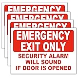 4 Emergency Exit Only Sticker Sign, "Emergency Exit