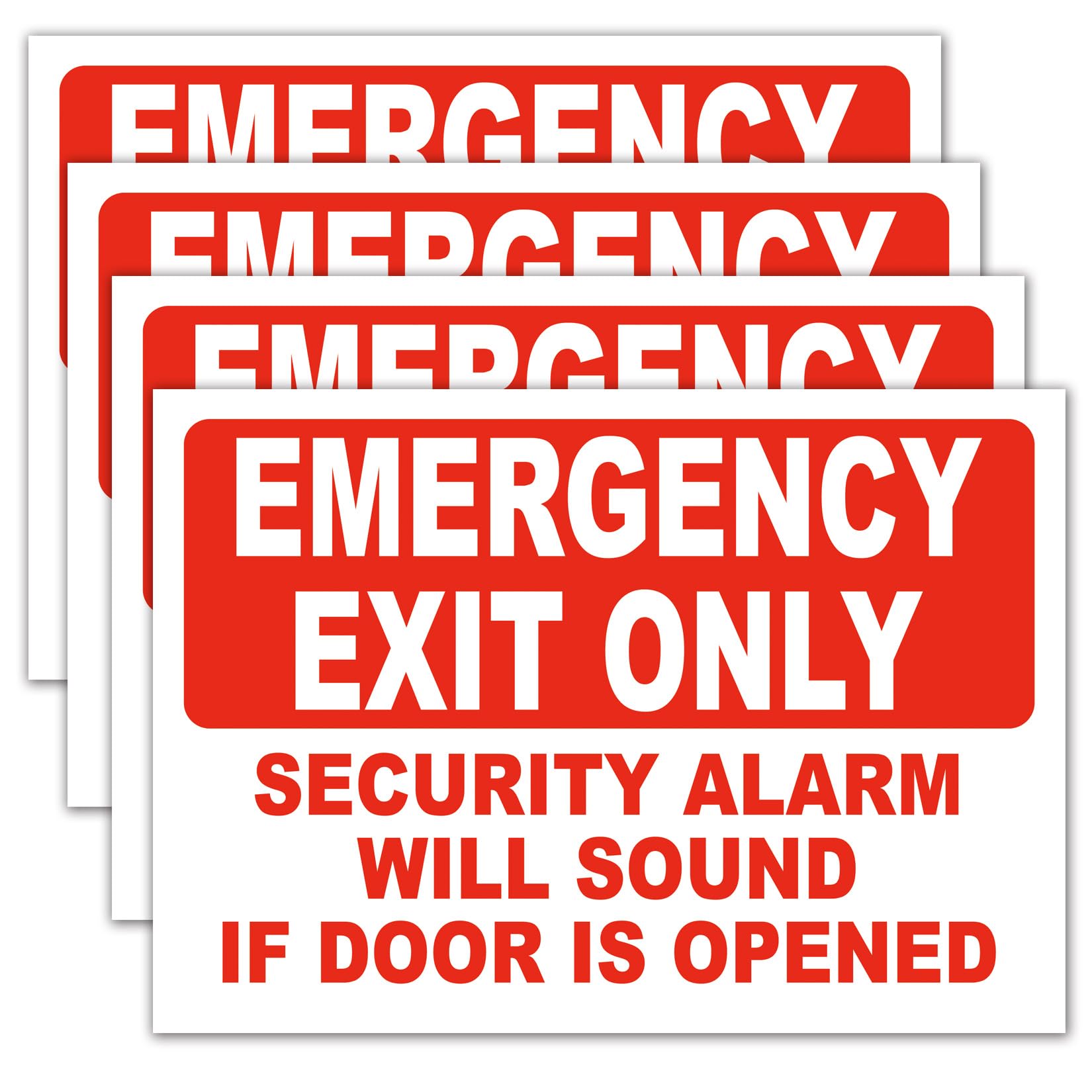 4 Emergency Exit Only Sticker Sign, "Emergency Exit