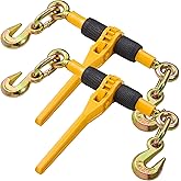 VEVOR Ratchet Chain Binders, 1/4"-5/16", 2600 lbs Safe Working Load, 2 Pack Load Binder with 2 Grab Hooks, Tie Downs for Tran