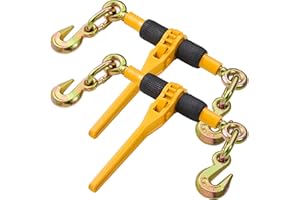 VEVOR Ratchet Chain Binders, 1/4"-5/16", 2600 lbs Safe Working Load, 2 Pack Load Binder with 2 Grab Hooks, Tie Downs for Tran
