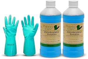 Centaurus AZ First Priority Care Chlorhexidine Solution 2% - 16 Fluid ounces - Powerful Antiseptic for Pets Skin Health - Available with Premium Quality with Gloves - 2Pack
