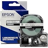 Epson LABELWORKS 204BWPX Genuine PET (Polyester) Tape Cartridge- Black on White Label Maker Tape - 1/6" (4MM) Wide, 30'