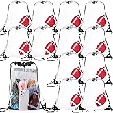 Cholemy 12 Pcs Clear Football Drawstring Bags Drawstring Backpack 17 x 13 Inch Football Gift Bags Goodie Bags Party Favor Bags Waterproof Plastic Sports Gym Bags for Football Sports Events Stadium