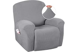 H.VERSAILTEX Super Stretch Recliner Cover Recliner Couch Covers Recliner Chair Cover Form Fitted Non Slip Reclining Slipcovers for Standard Large Recliner, Soft Thick (1 Pack, Dove)