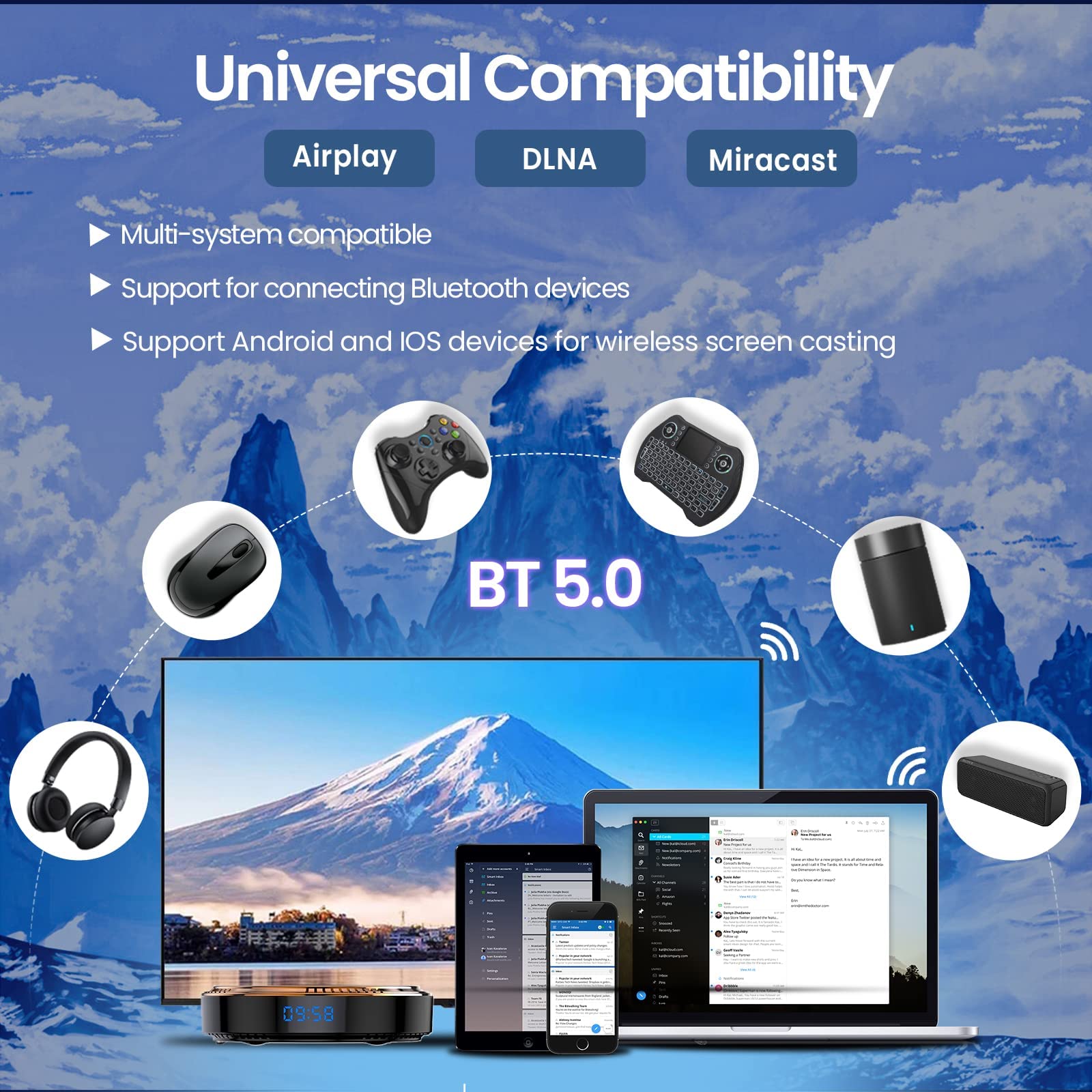 Android TV Box 12.0 4GB RAM 64GB ROM Dual-Band WiFi 6 Android Box 2023 with H618 Chipset Support 4K 6K HDR10 BT5.0 USB 2.0 with Mini Backlit Keyboard