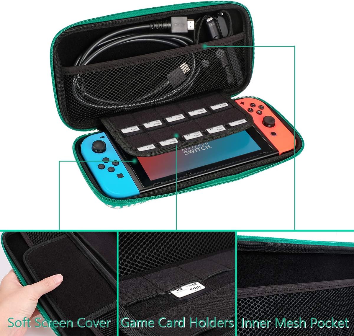 Carrying Case for Nintendo Switch,Travel Carry Cover Hard Shell Storage for Leaf Crossing NS Console and Accessories,Slim Protective Portable Travel Pouch Bag with 10 Game Card Slots for girls boys: Electronics