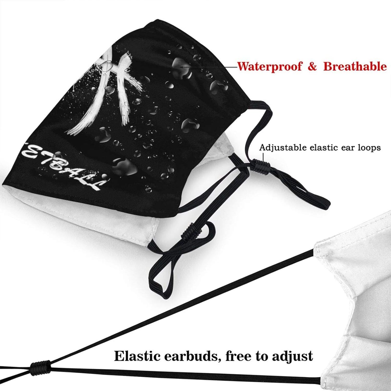 KENT HILL Reusable Face Mask Sports Mouth Masks White Grunge Basketball Protective Shield : Sports & Outdoors