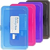Bright Color Multipurpose Utility Box, Large Capacity Snap Lid Pen Pencil Boxes Storage, Plastic Organizer Case for College S