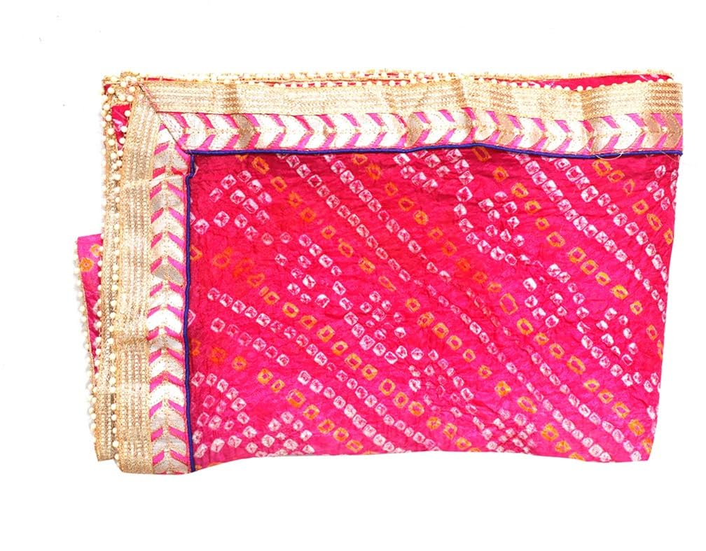 apratim women's art silk gotta patti work bandhani dupatta