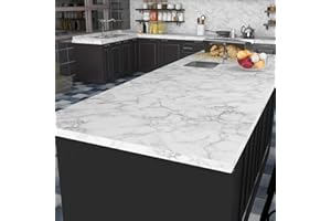 Livelynine 197 X 24 Inch Wide White Marble Contact Paper Peel and Stick Countertops Waterproof Wallpaper for Kitchen Counter Top Table Bedroom Desk Dresser Top Cover Adhesive Vinyl Countertop Covers