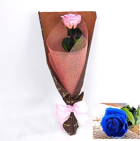 Amazon Co Jp プレゼント 花 プリザーブドフラワー ステム付きローズ 1輪の花束 ブルー バラ 花束 ブーケ 一輪 花 ギフト プレゼント プロポーズ 誕生日 結婚 両親贈呈 開業 開店 退職 内祝い 歓送迎 ホーム キッチン