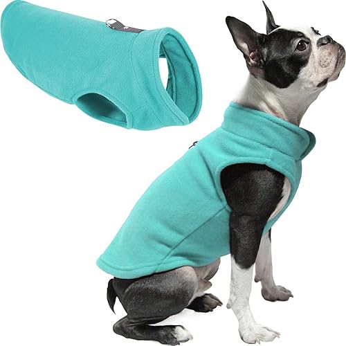 Gooby - Fleece Vest, Small Dog Pullover Fleece Jacket with Leash Ring, Turquoise, Medium