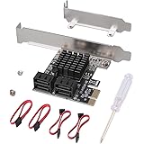 SATA Card 4 Port with 4 SATA Cables, 6 Gbps SATA 3.0 Controller PCI Express Expression Card with Low Profile Bracket Support 