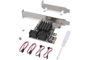 SATA 4 Port Card with 4 Cables - SATA 3.0 6 Gbps PCIe Controller - Low Profile Bracket Support - 4 Devices