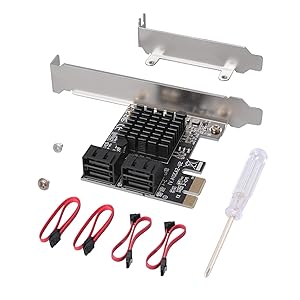 JESOT SATA Card 4 Port with 4 SATA Cables, 6 Gbps SATA 3.0 Controller PCI Express Expression Card with Low Profile Bracket Support 4 SATA 3.0 Devices