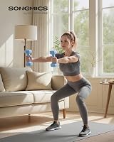 SONGMICS 2 x 3 kg Neoprene Dumbbells Hexagonal Pale Blue view 2