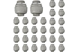 HDHAODA Conduit Connectors, 1 Inch Liquid Tight Connector NPT Non-Metallic for PVC Electrical Flexible Conduit Fittings, 180 Degree Straight, UL Listed for Home Outdoor Tubes Tools, Grey (30-Pack)