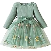 Nileafes Toddler Girl Tulle Long Sleeve Dress Knit Party Bowknot Fall Winter Clothes