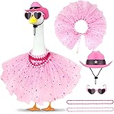 Lixintray Princess Porch Goose Outfits Summer Goose Clothes, Cute Goose Outfit with Tutu Saree Costume Fits 17-23 inches for Outdoor Garden Lawn Art Decor(Pink)