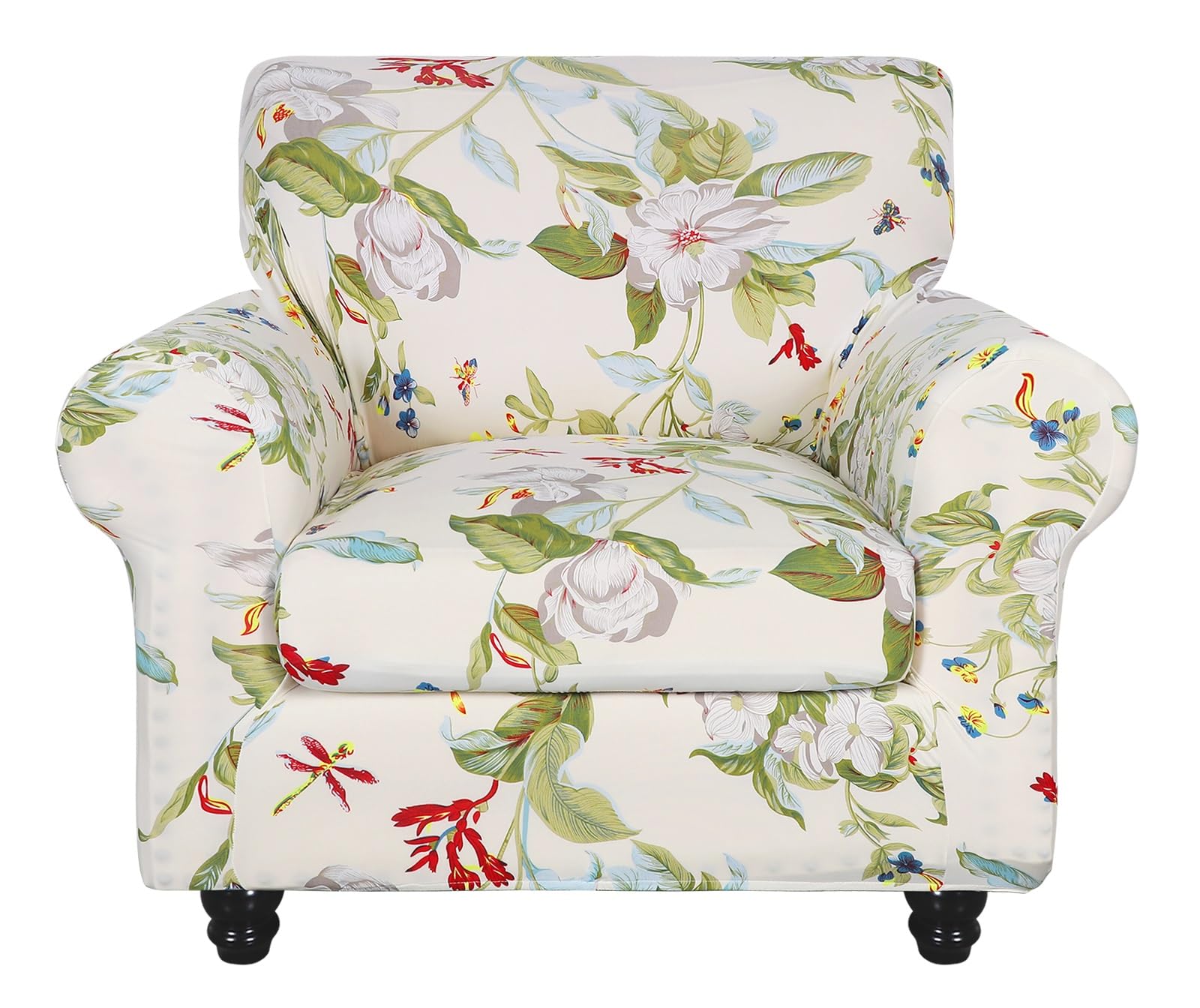Photo 1 of SearchI Stretch Sofa Cover Printed Couch Covers, Floral Pattern 2 Piece Armchair Slipcover with Separate Chair Cushion Cover, Washable Furniture Protector for Living Room(Chair, Spring Pattern)