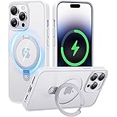 CASEKOO Designed for 14 Pro Max Case with Magnetic Invisible Stand [Military Drop Protection] [Compatible with MagSafe] Shockproof Slim Translucent Matte Promax Case 6.7 Inch, White