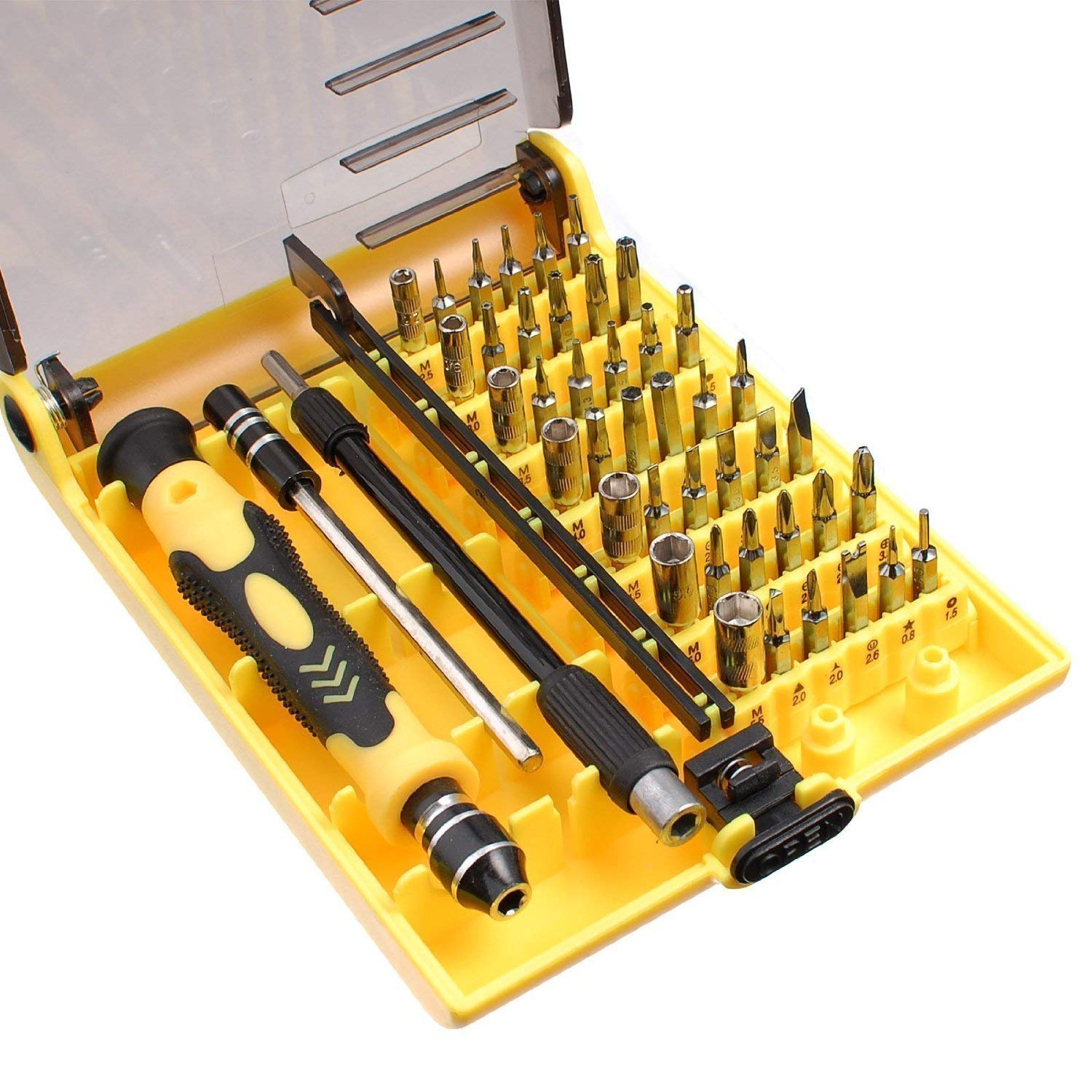 MMOBIEL Mini Screwdriver Repair Set 45 in 1 for Laptop, Smartphone, Tablet, PC, Computer, Console and More - Magnetic Small Precision Screwdriver Kit - Torx Bit Tool Set - 6089A