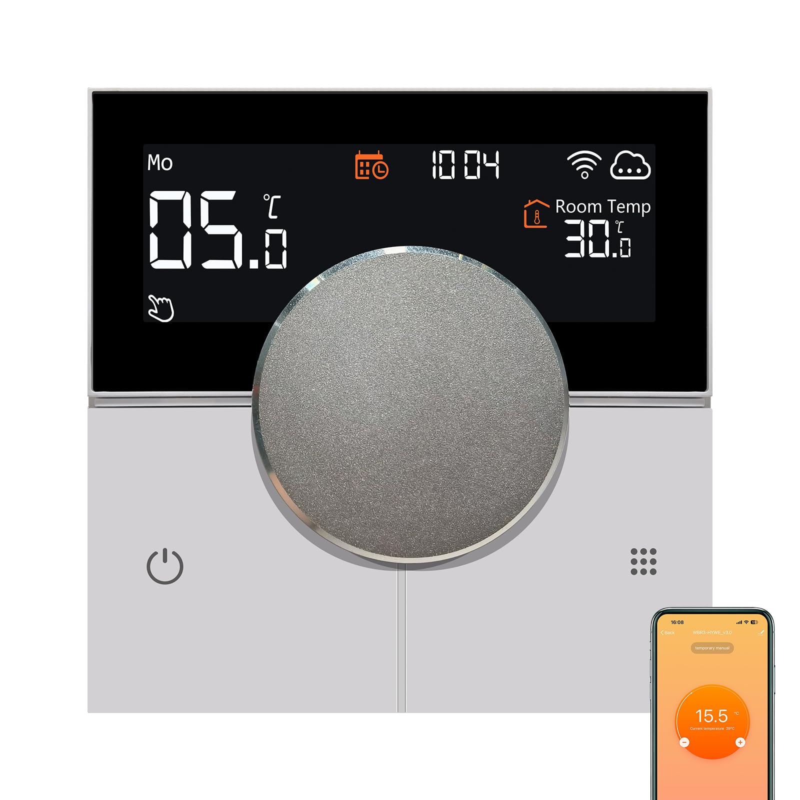 KETOTEK Smart Thermostat for Electric Underfloor Heating 16A, Digital WiFi Room Thermostat Compatible with Alexa Smart Life App, Programmable Thermostat with NTC Probe Sensor