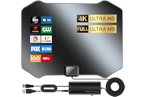 JM NEXLOV 2024 Upgraded TV Antenna Smart Digital Indoor - Outdoor Antenna Long Range 560+ Miles - Amplifier Support 8K 4K 1080p All TV's Free Channels VHF UHF -Signal Booster 360°Reception - HDTV Cable