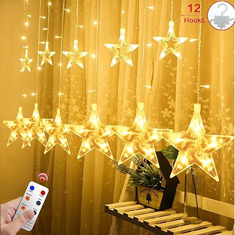 12 Sterne LED Lichtervorhang Lichterkette für Innen/Außen, 2.2x1M Afufu 108LED Sternenvorhang Warmweiß, wasserdicht nach IP65